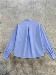 Men's Single-Breasted Casual/Commute Striped Short Sleeve Shirt - Blue - View 5