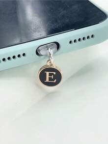 1pc Type-C Vintage Letter Phone Dust Plug, 26 Letter Options In Black & Gold Round Charging Port Cover, Luxury Niche Design Compatible With All Models, Anti-Dust Anti-Loss Accessory - Type-c - View 14