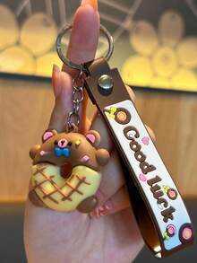 1pc Cute Animal Donut Keychains - Perfect For Bags, Car Keys And Party Gifts | Silicone Material, Ideal Birthday And Party Gifts Favors - Multicolor - View 8