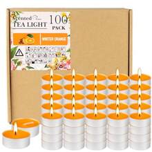 100 Pack Scented Tealight Candles 4 Hours Winter Orange Aromatherapy Candles for Votive Home Wedding Holiday and Emergency Orange - naranja - Ver 9