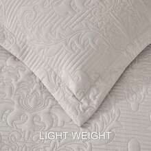 Cream Quilt Queen Size - Damask Ultrasonic Summer Bedspread Queen Soft Lightweight Coverlet Bedding Set 3 Pieces 1 Quilt 2 Pillow Shams - Damasco color crema - Ver 6