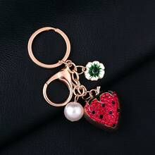 1 chiếc móc khóa/phụ kiện trang trí túi xách hình trái cây giả đính đá lấp lánh dễ thương: dứa, dâu tây, thanh long, vải. - Nhiều màu - Xem 12