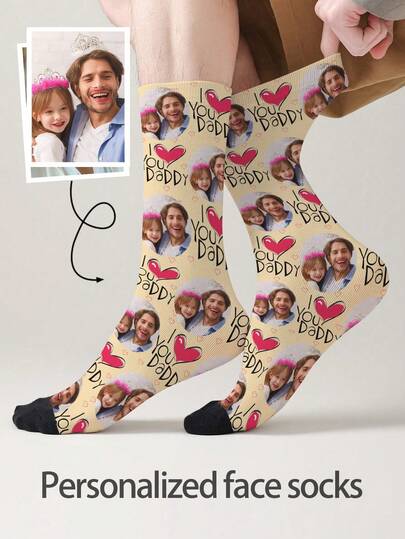 1 par de meias personalizadas com estampa de rosto, meias com foto personalizada, meias estampadas personalizadas, meias com rostos divertidos, meias com design personalizado - Podemos imprimir qualquer imagem de rosto nas meias, ideais para aniversários, Dia dos Namorados, aniversários de casamento e outras ocasiões especiais.