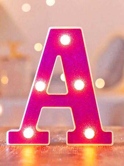 1pc 16cm/6.3in Creative Purple Illuminated A-Z Letter Light, Numeric Shape Lamp, Battery Powered Alphabet Light, Home Decor Letter Light, Room Decor Letter Shape Night Light, Bedroom Decor, Wedding Decor, Party Decor, Birthday Decor, Tabletop Decor Letter Light, Holiday Decor Letter Light