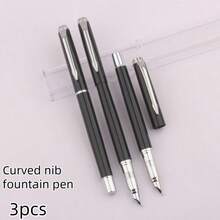 3支装极简黑色金属钢笔，直尖和弯尖可选，适合书写练习 - 筆尖 - 查看 13