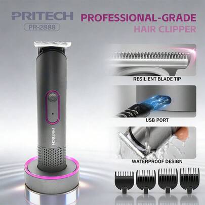 Cortadora de pelo eléctrica profesional PRITECH, para uso en seco y húmedo en todo el Body, con base recargable, para uso doméstico o portátil, regalo ideal
