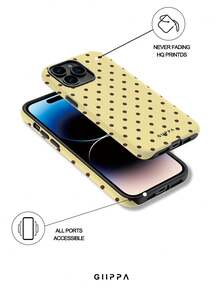 Una elegante funda para teléfono que no incluye cordón ni soporte. Funda de teléfono de moda con diseño de lunares azul claro y granate, 1 pieza, base rosa claro con diseño de lunares verdes, funda para Phone 17 Pro, adecuada para Phone 16 Pro, 15 Pro, 14 Pro. Funda de teléfono coreana elegante e interesante, compatible con 11/12/13/14/15/16 Pro Plus, diseño elegante adecuado tanto para hombres como para mujeres, regalo para novia en Pascua, primavera, temporada de boda - Amarillo - Ver 8