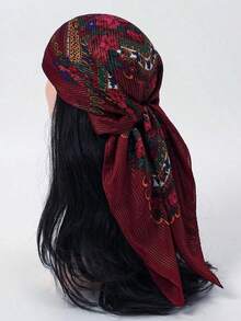 1pc Women's Elegant Multi-Color Metallic Print Headband/Bandana, Versatile Fashion Accessory, Suitable As Holiday Gift For Dress - Màu Đỏ Sâu - Xem 5