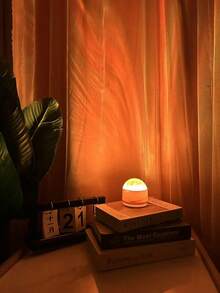 1 pieza Luz de proyección mágica de 16 colores con rotación, lámpara de proyección de olas de aurora alimentada por USB, escenario de aurora, adecuada para dormitorio, sala de estar, camping - Lámpara de mesa portátil ajustable, decoración romántica de habitación, lente redonda de moda - Multicolor - Ver 2