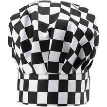 Chef Hat Unisex Elastic Kitchen Cooking Chef Cap Adult Adjustable Baking Hat Reusable Food Service Hair - 均碼 + C-蘑菇帽-格子 - 查看 3