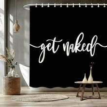1/3/4 Pcs Black Printed Shower Curtain Set, Non-Slip Bath Mat, U-Shaped Toilet Mat, Toilet Lid Cover, Bathtub Curtain, Bathroom Accessories With 12 Hooks, Bathroom Home Decor, Shower Curtain Set, Bathroom Decor, Home Decor - A - View 9