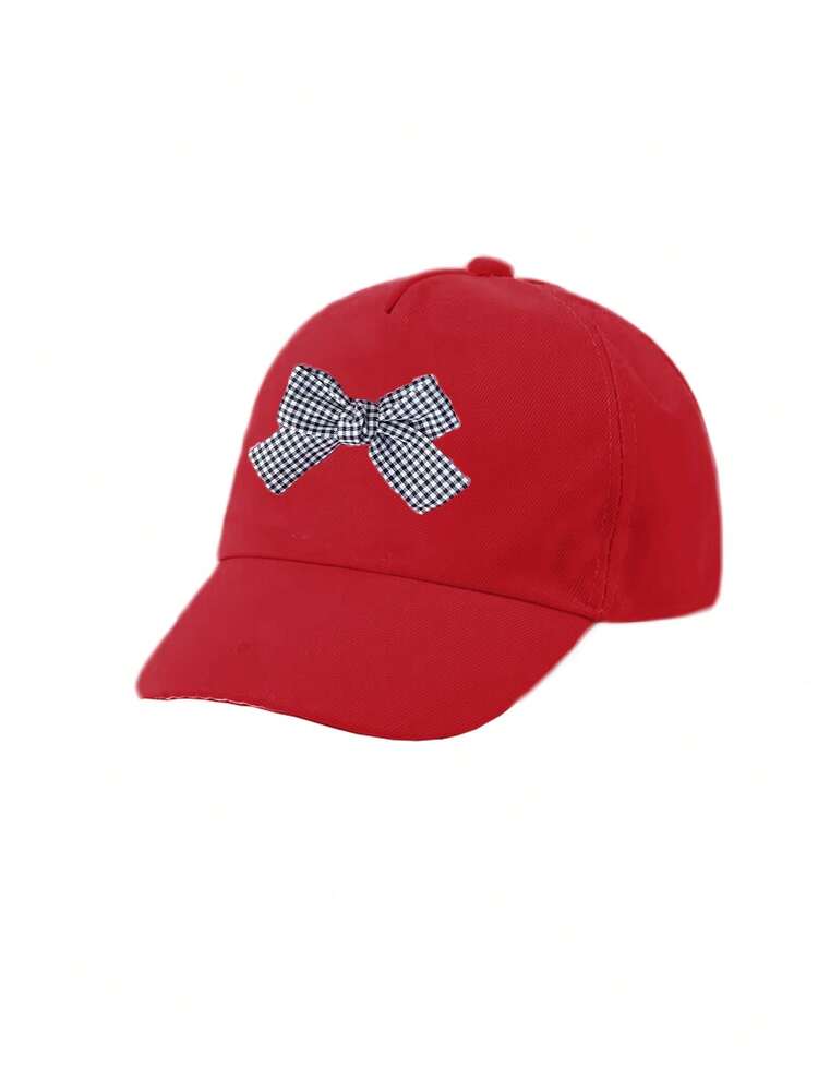 1 pieza Gorra de béisbol para niños con lazo a cuadros blanco y negro, diseño de parte superior suave, gorra de béisbol versátil para protección solar, visera curvada de calidad, transpirable, adecuada para niños de 1 a 3 años - 1PC - Añade 23