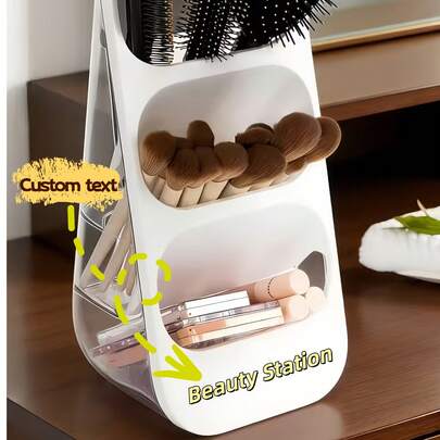 [Personalizado] Caja de almacenamiento de cosméticos de gran capacidad personalizable - Organizador de escritorio, almacenamiento de herramientas de maquillaje, adecuado para baño, dormitorio, escritorio de oficina, tocador, fácil de almacenar productos de cuidado de la piel, brochas de maquillaje, lápices de cejas, lápices labiales, diseño de varios niveles
