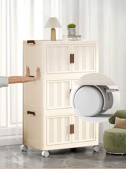 3/4/5 Tier Rolling Storage Rack | 40cm/15.8" Wide 5 Removable Foldable Storage Bins | Spacious Stackable Storage Boxes For Clothes And Toys | Bedroom Closet And Kitchen Pantry Organizer | Valentine's Day Home Decor