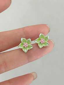 1 对蓝色花朵耳环，春夏新品，甜美优雅耳钉，设计独特，树脂装饰情人节、妈妈、母亲、母亲节、礼物 - 小花 - 查看 9