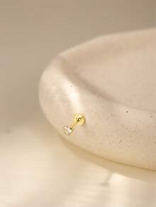SereneSpark 1 pieza Pendiente de botón de plata de ley 925 con corazón y circonita cúbica, delicado para cartílago, hélix, trago y lóbulo, regalo para ella - Dorado - Ver 5