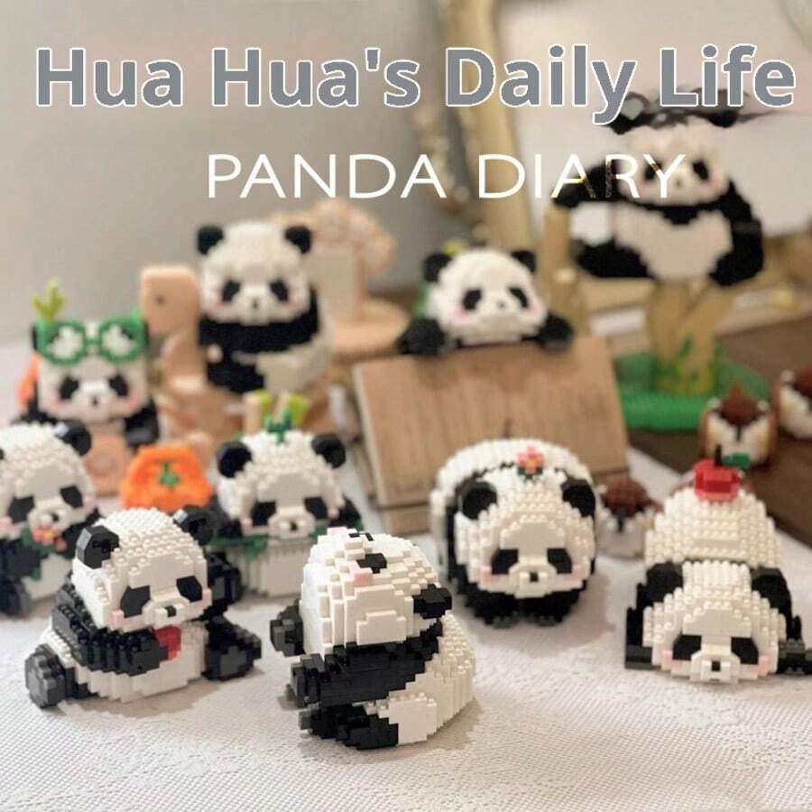 1 Set Cartoon Innovative Micro Panda Building Blocks Toy Set, Suitable For Teens And Adults, Educational DIY Gift, Collectible Figurine, Holiday Gift - Multicolor - View 1