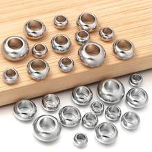 20pcs/Pack Stainless Steel Large Hole Beads, Multi-Size Metal Spacer Beads For DIY Jewelry Making, Bracelets Necklaces Pendants - Stainless Steel Beads - View 7
