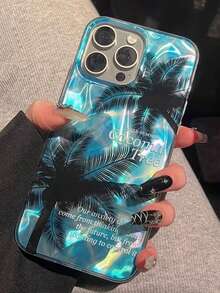 1 PC, Ins Summer Shading Blue Laser Is Suitable For The Coconut Water Ripple Iphone17 Iphone17promax/Iphone16 Pro Max/Iphone15 Pro/Iphone14 Iphone13/12/11, Suitable For Family/Friends/Sister/Girlfriend On Valentine's Day Gift/Birthday Present/Gift/Its Day Mother's Day - Blue - View 1
