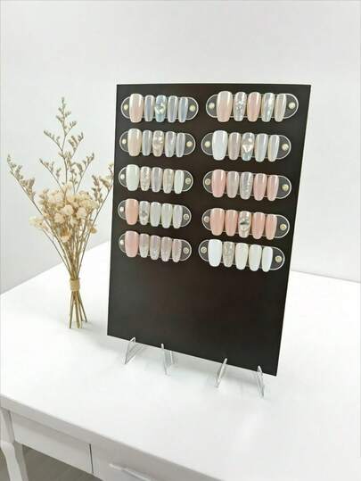 可重复使用的磁性美甲展示框，带粘性条的指甲油颜色样本板，适用于美甲沙龙用品