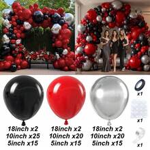 116Pcs Red Black Balloon Arch Garland Kit,With Latex Silver Metallic Balloon Set For Birthday Baby Shower Engagement Movie Night Graduation Anniversary Valentines Day Party Decor. - Multicolor - View 11