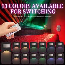 Bộ 3 đèn LED tường RGB động sử dụng 3 pin AA, đèn bậc thang cảm biến chuyển động có điều khiển từ xa, có thể điều chỉnh độ sáng, gắn nam châm, thích hợp cho cầu thang, hành lang, phòng ngủ, nhà bếp, quầy bar. - Gói 3 cái - Xem 6