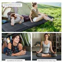 Tri Folding Memory Foam Camping Mattress for Outdoor Sleeping Portable Waterproof Camping Pad Mat for Travel Truck Bed Tent - Gris oscuro - Ver 8