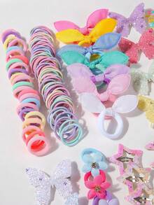 814 piezas/Set Accesorios para el cabello de princesa básicos y coloridos para niñas y adolescentes, incluye gomas de pelo, pasadores, diademas y otros accesorios para el cabello, para uso diario y como regalo - Rosa - Ver 6