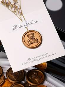 10/30/50/100 pièces Autocollants de cachet de cire d'ours mignons, autocollants de cachet de cire adhésifs, autocollants de cachet d'enveloppe, sceaux d'enveloppe autocollants dorés pour cadeaux, cartes d'action de grâce, emballage cadeau, invitations de mariage et de fiançailles, fête d'anniversaire, Noël - Ours mignon - Voir 4