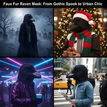 Black Raven Full-Head Latex Mask - 查看 7