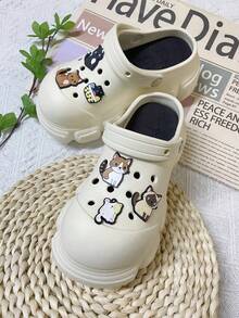 Women's EVA Non-Slip Soft Thick-Soled Sandals With Cartoon Accessories, Suitable For Vacation, Casual Gatherings, And All Indoor And Outdoor Occasions, Providing A Fashionable And Comfortable Wearing Experience - Khaki - View 3