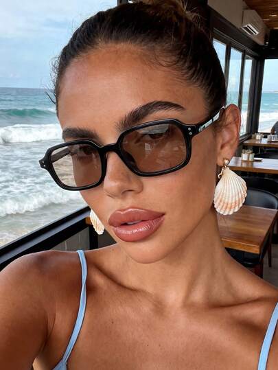 1 Pair Unisex Classic Light Brown Square Sunglasses, Suitable For Daily Use, Family Outings, Travel, Holiday Outfits, Sports Style, Driving, Beach, Electronic Music Festivals, Outdoor Wear, Summer Accessories, Vacation, Golf, Hiking, Elegant Attire, Street Style Accessories, Sports, Parties