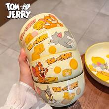 TOM AND JERRY. Cheese Bowl Set - Bring Classic Cartoon Fun To Your Dining Experience | Ceramic Bowls With Adorable Cartoon Patterns, Suitable For Breakfast And Dinner - Durable And Dishwasher , Start Your Day With A Lovely Cartoon Bowl Atmosphere In The Kitchen! - Multicolor - View 4