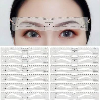 12片眉形模板，可调节眉形塑造工具，适合初学者和学生，可用于化妆，价格实惠，家居装饰，梳妆台，旅行，卧室，化妆配件，价格实惠，圣诞礼物填充物，化妆品，化妆工具，价格实惠的商品，礼物，女士礼物，圣诞礼物，赠品，旅行，价格实惠的商品，旅行必备品