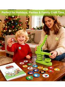 Máquina para hacer botones, 100 juegos, insignias DIY, máquina para prensar botones, ideal para regalos familiares, 58 mm / 2,28 pulgadas. - verde - Ver 5