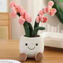 13.78inch Cute Smiling Face Potted Plant Plush Toy-Super Soft And Fluffy.Silicone Doll Full Silicone Body Plush Anime Figure Stuffed Animal Teddy Bear Plushies Office Desk Accessories Room Decor Halloween Squishy - Multicolor - View 13