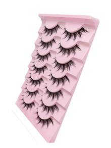 7对纯素8D假睫毛，蓬松柔软，纤长浓密，打造自然迷人的假日约会妆容 - 查看 6