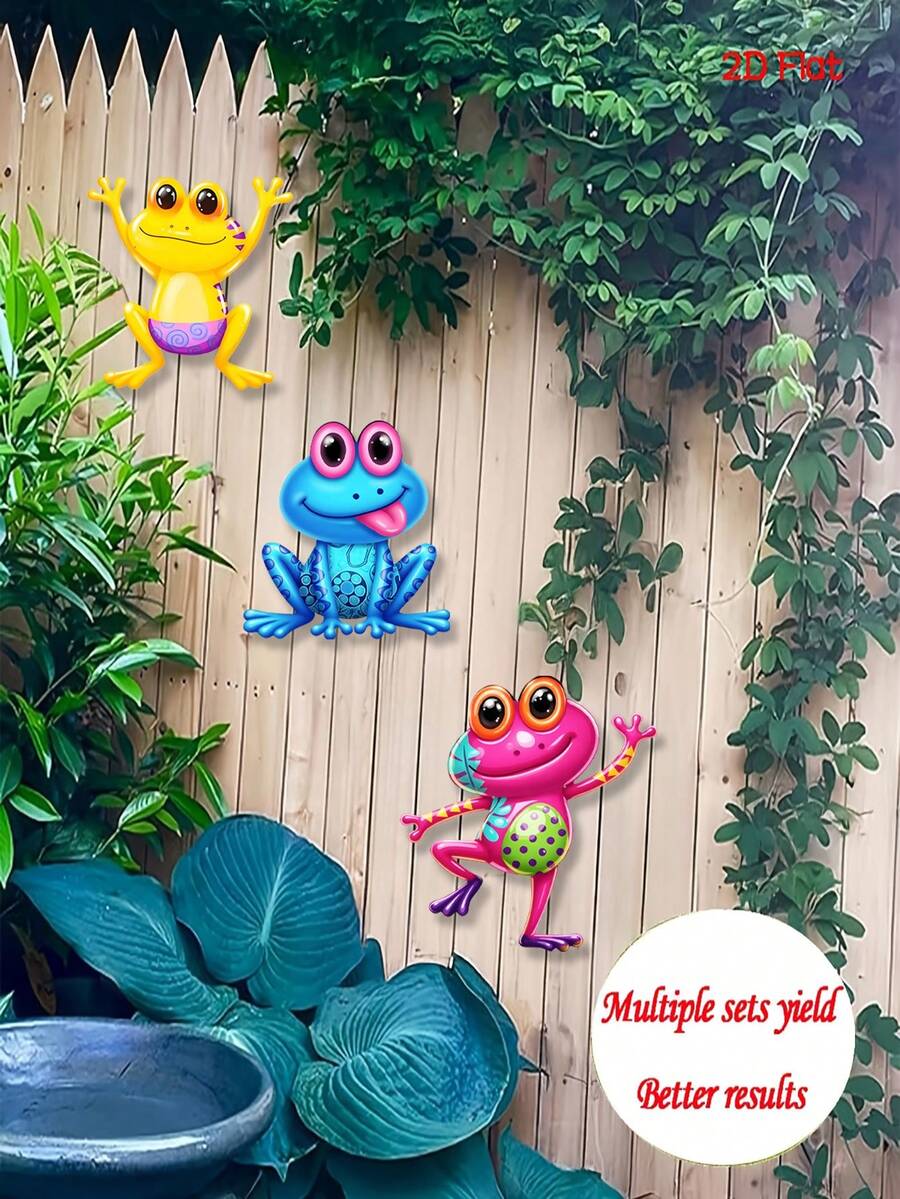 1pc, Creative Metal Frog Art Wall Decoration, Vibrant Colorful Metal ...