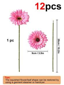 6/12支人造非洲雏菊，丝绸非洲雏菊，仿真非洲雏菊，人造向日葵，散装人造花束，适用于婚礼新娘捧花、派对、家居厨房装饰、秋季装饰等。 - 玫紅色 - 查看 10