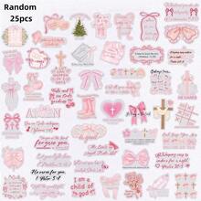 Rosa rosettklistermärken med bibelversmönster, gjorda av transparent PET-material, lämpliga för vattenflaskor, bärbara datorer, väskor, datorer, klippböcker, dagböcker, telefoner och andra föremål - Multifärgad - Visa 6