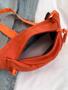 1个纯色尼龙腰包，休闲斜挎腰包，轻便臀包，简约单肩包，配有可调节肩带，适合男孩/女孩/青少年/学生/年轻人，可用于旅行/健身/跑步/日常穿搭 - 彩色 - 查看 5