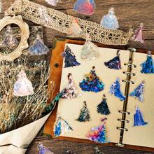 30pcs Princess Dress Series Stickers, Gold Foil Laser Decorative Stickers For Scrapbooking, DIY Crafts, Creative Stickers - Multicolor - View 5
