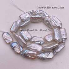 38cm/14.96in Asymmetrical Baroque Natural Freshwater Pearl Beads, DIY, Hole Diameter 0.9mm - White - View 6