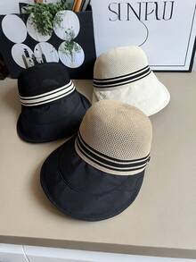 1pc Women's Summer Ponytail Sun Hat - UV Protection Face Shielding Casual Bucket Hat - Multicolor - View 6