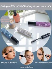 10ml Handmade Crystal Mascara Tube With Brush, Refillable Sparkling Lash Serum Container With Brush, Portable Crystal Mascara Bottle For Travel, Hollow Sparkling Design Mascara Tube With Brush, Leak-Proof Luxury Crystal Decor Mascara Container, DIY Mascara Container, Essential Lash Care, Travel Size Mascara Tube, Empty Mascara Tube For Homemade Cosmetics - View 2