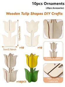 10Pcs Wooden Tulip Shapes For DIY Crafts, 3D Paintable Floral Decorations, Light Beige Natural Wood, Birthday Decor, Wedding Decor, Spring Home Decor, Floral Decor, Baby Shower Decor, Gender Reveal Party Supplies, 1st Birthday Party Decor, Bridal Shower Decor, Creative Crafts, Handicrafts, Floral Arrangements, Creative Art Supplies For Painting Decorations, Gifts For Kids, Holiday Party Supplies, Party Favors - Tulip - View 5