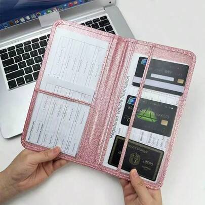 Glitter Sequins PU Leather Car Driving License Holder, Auto Vehicle Document Organizer Wallet Case For Driver License, Car Registration, Insurance Cards, ID & Important Paperwork, Fashion Bling Protective Cover With Multiple Slots, Slim Portable Glove Box Storage Organizer, Faux Leather Card Holder For Men Women, Universal Car Interior Accessories, Anti-Scratch Waterproof Document Protector, Stylish Sparkly Car Essential For Auto Truck SUV, Keep Documents Neat And Secure