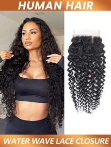 5x5 Lace Water Wave Ultra-Thin Transparent Lace Closure Brazilian Virgin Human Hair Closure Free Part Pre Plucked With Baby Hair Natural Black - Natural Black - View 3