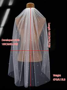 1pc Short Versatile Pearl Bridal Veil, Minimalist Elegant Headpiece For Women's Wedding Dress, Marriage Registration - 彩色 - 查看 16