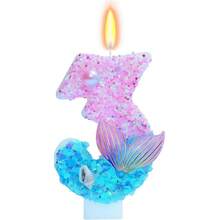 1pc 0-9 Combination Numeric Candle, Pearl Mermaid Tail Candle, Suitable For Birthday Party, Anniversary, Wedding, Pet Birthday Party, Premium Baking Cake Decor - View 14